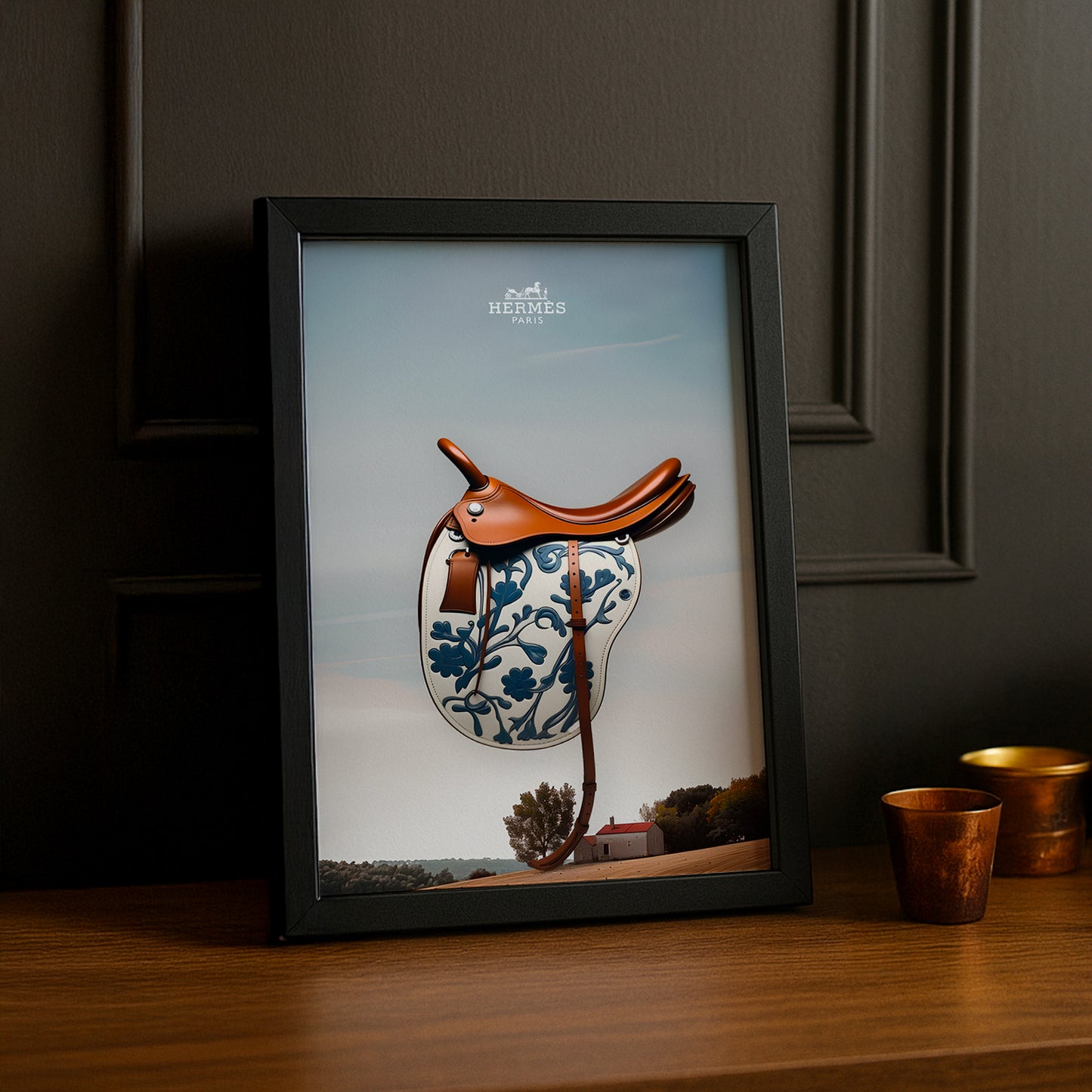 Cadre photo Hermès - Selle de Cheval bleu