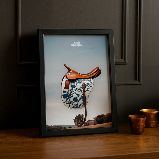 Cadre photo Hermès - Selle de Cheval bleu