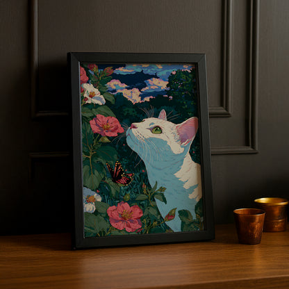 Cadre Photo Chat - Illustration d'un chat blanc