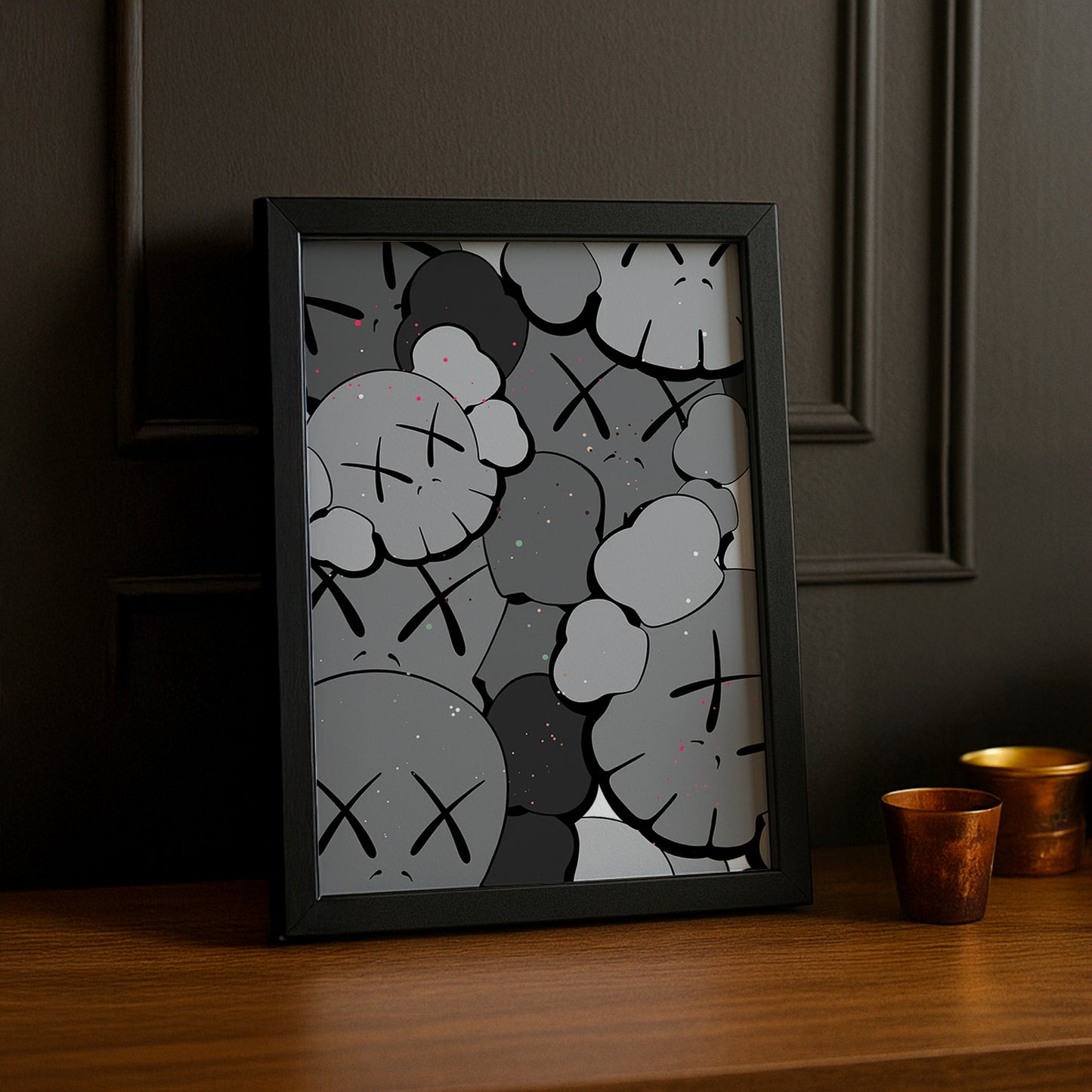 Cadre photo Kaws Gris