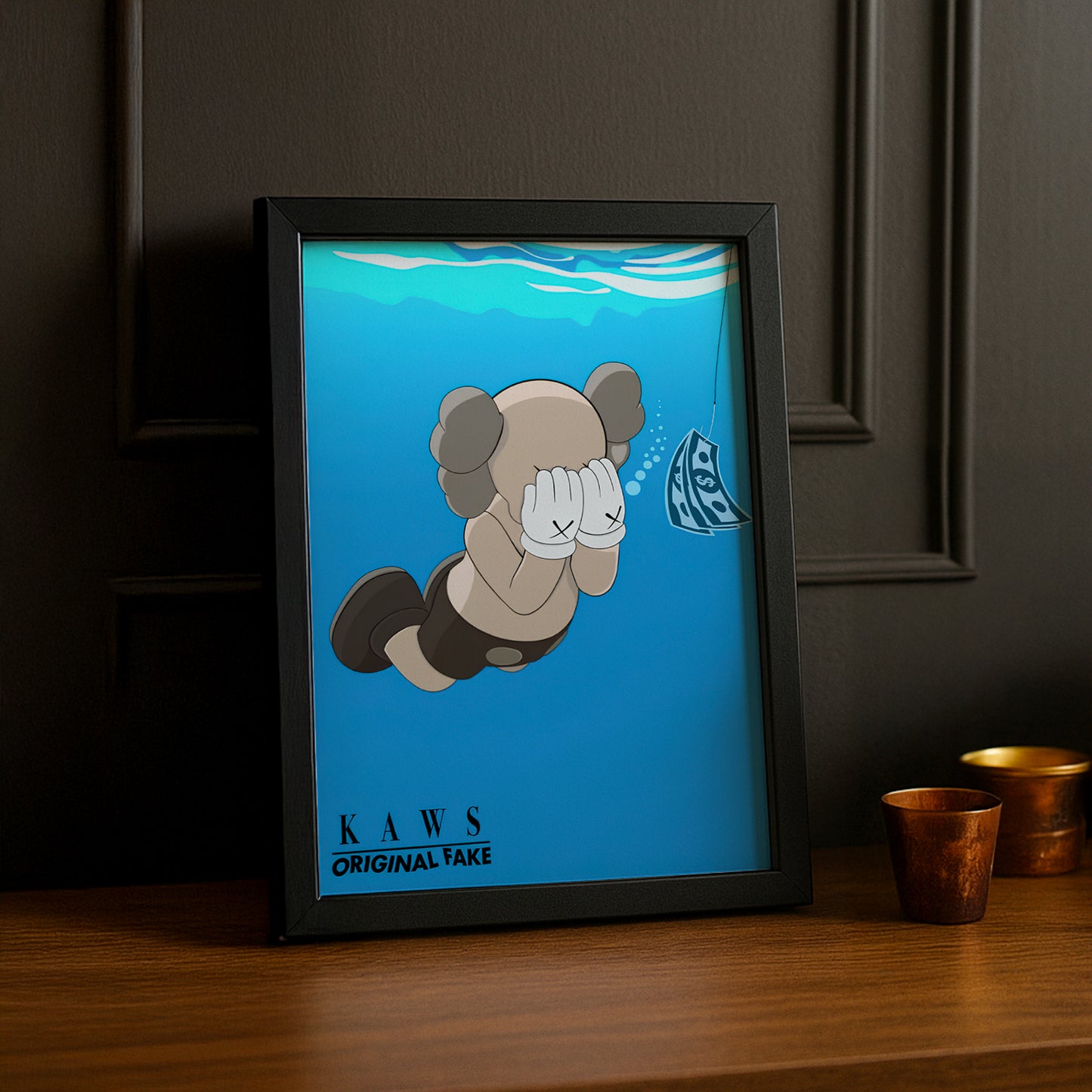 Cadre photo Kaws nage