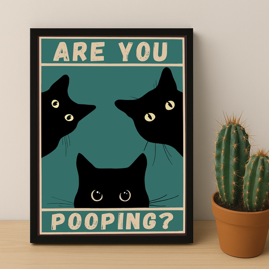Cadre photo 3 Chat Are You Pooping