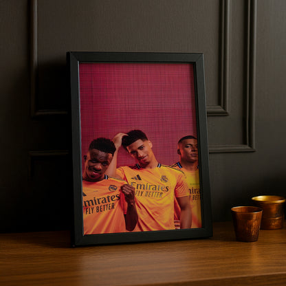 Poster encadrée Real Madrid - Vinicius, Bellingham, Mbappé