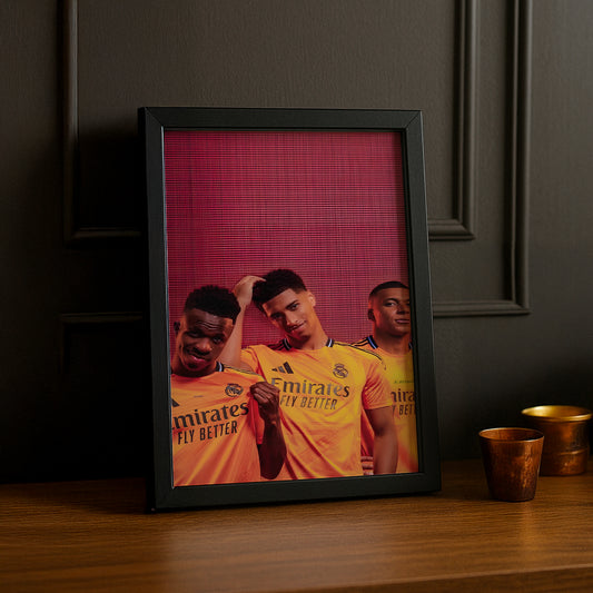 Poster encadrée Real Madrid - Vinicius, Bellingham, Mbappé
