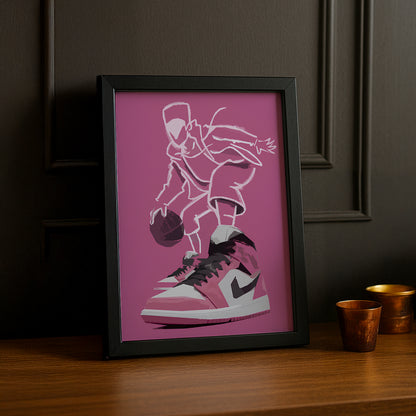 Cadre photo Air Jordan 1 Illustration rose