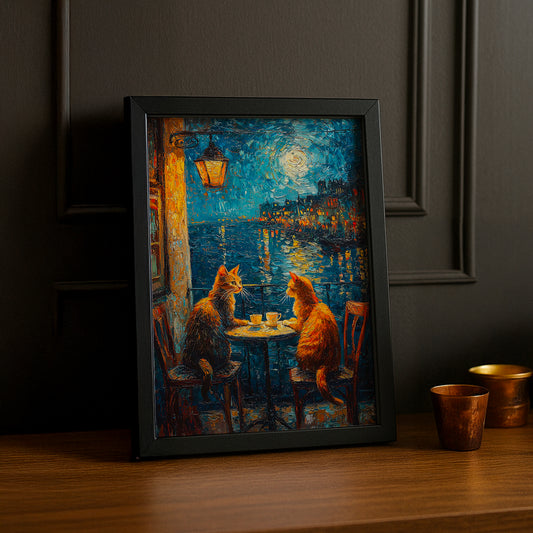 Cadre Photo Chat - Terrasse de café