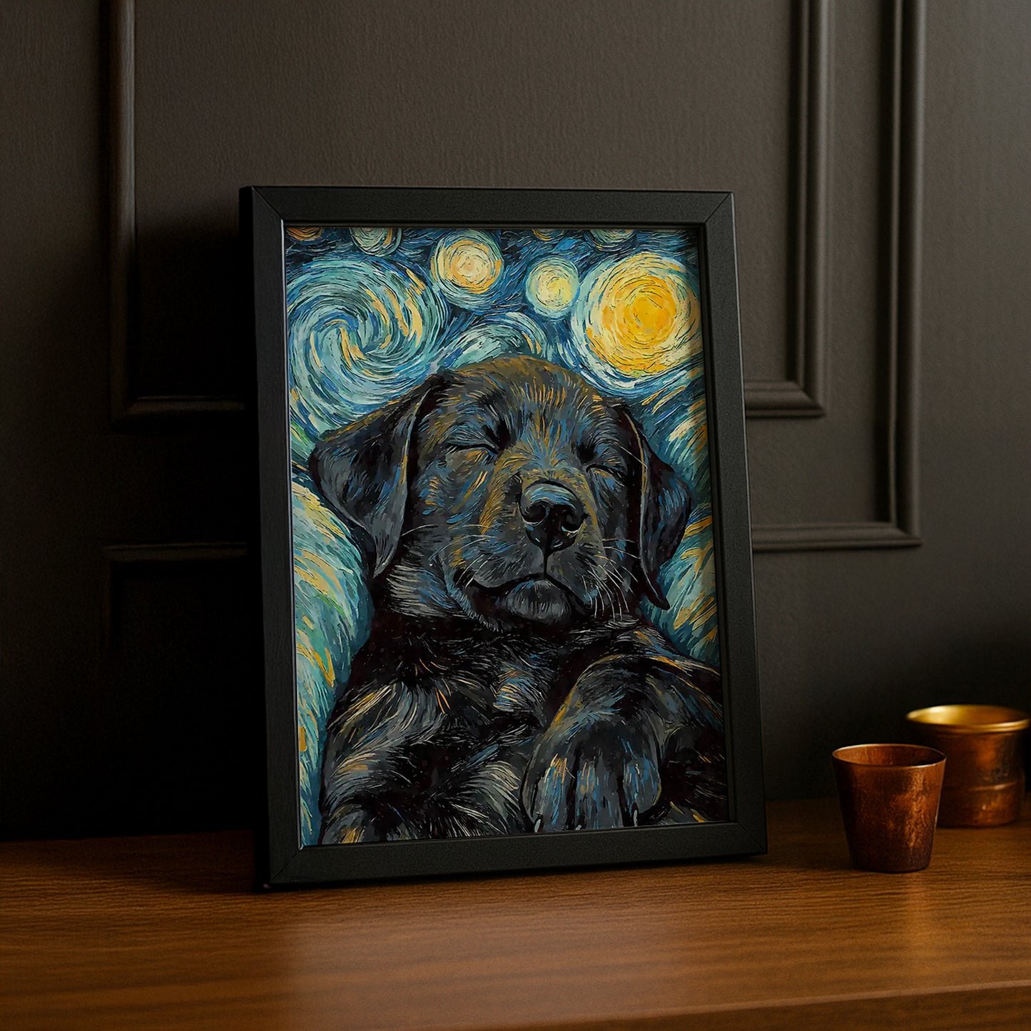 Cadre Photo Chien - Chiot noir