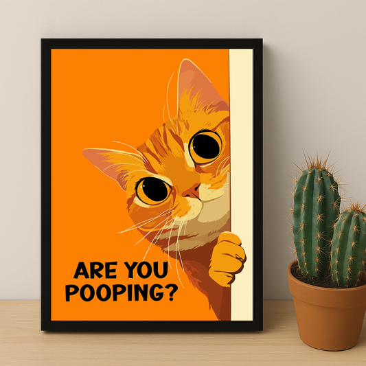 Cadre photo Chat orange Are You Pooping