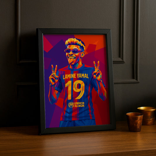 Cadre Photo FC Barcelone - Lamine Yamal Illustration