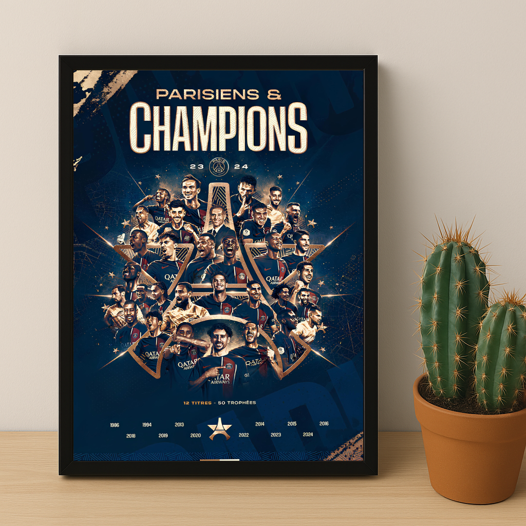 Cadre photo Paris Saint-Germain Champions de France 2023 - 2024