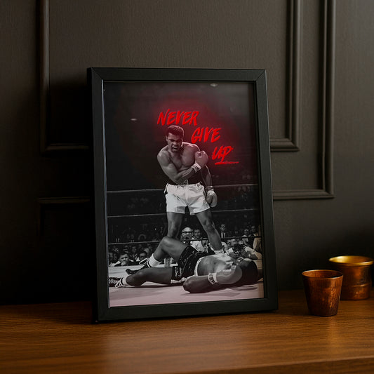 Cadre Photo Boxe - Muhammad Ali "Never Give Up"