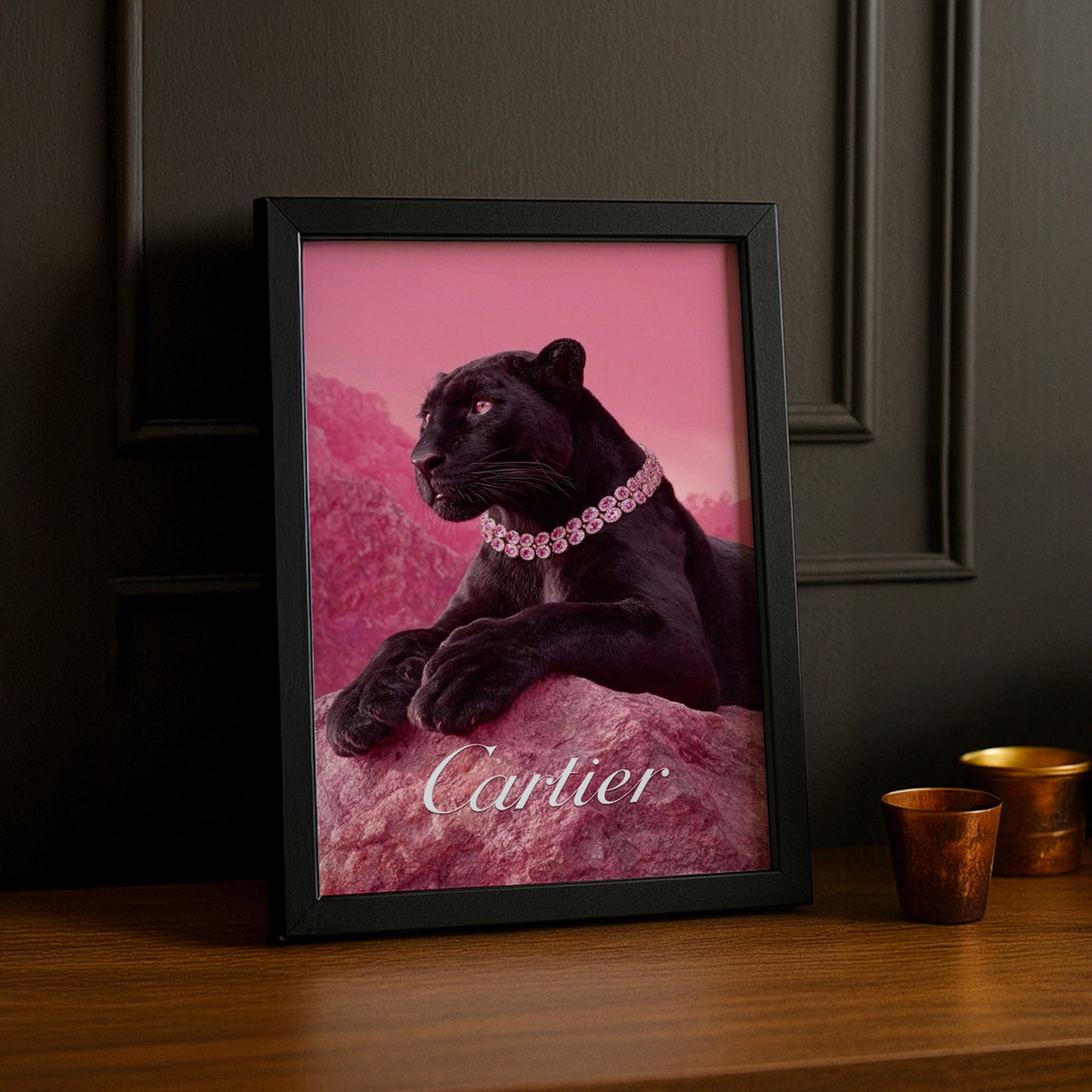 Cadre photo Cartier - Panthère noir x rose