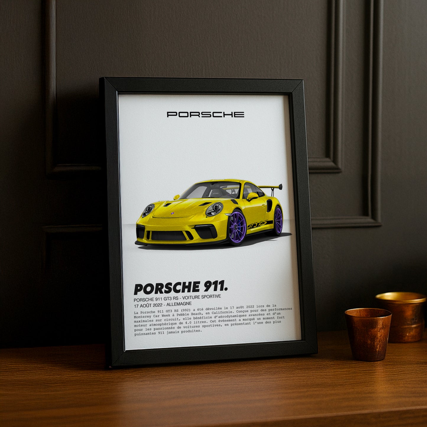 Cadre photo Porsche 911 GT3 RS Jaune