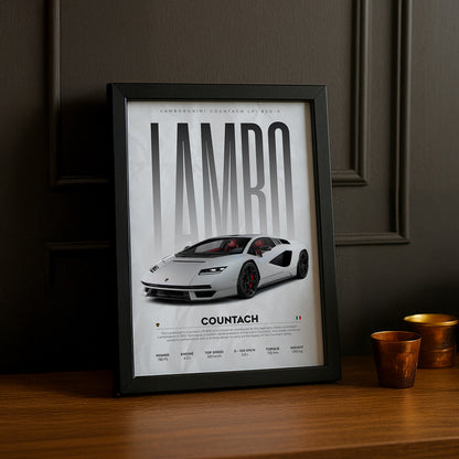 Cadre photo Lamborghini Countach blanc