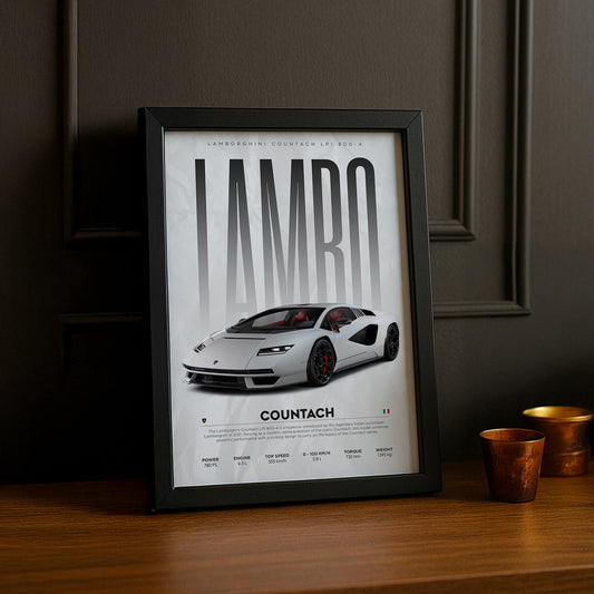 Cadre photo Lamborghini Countach blanc