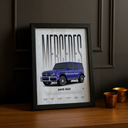 Cadre photo Mercedes AMG 63 bleu