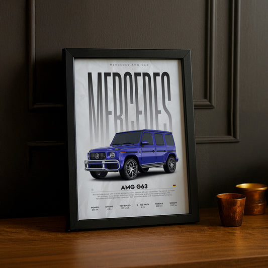 Cadre photo Mercedes AMG 63 bleu