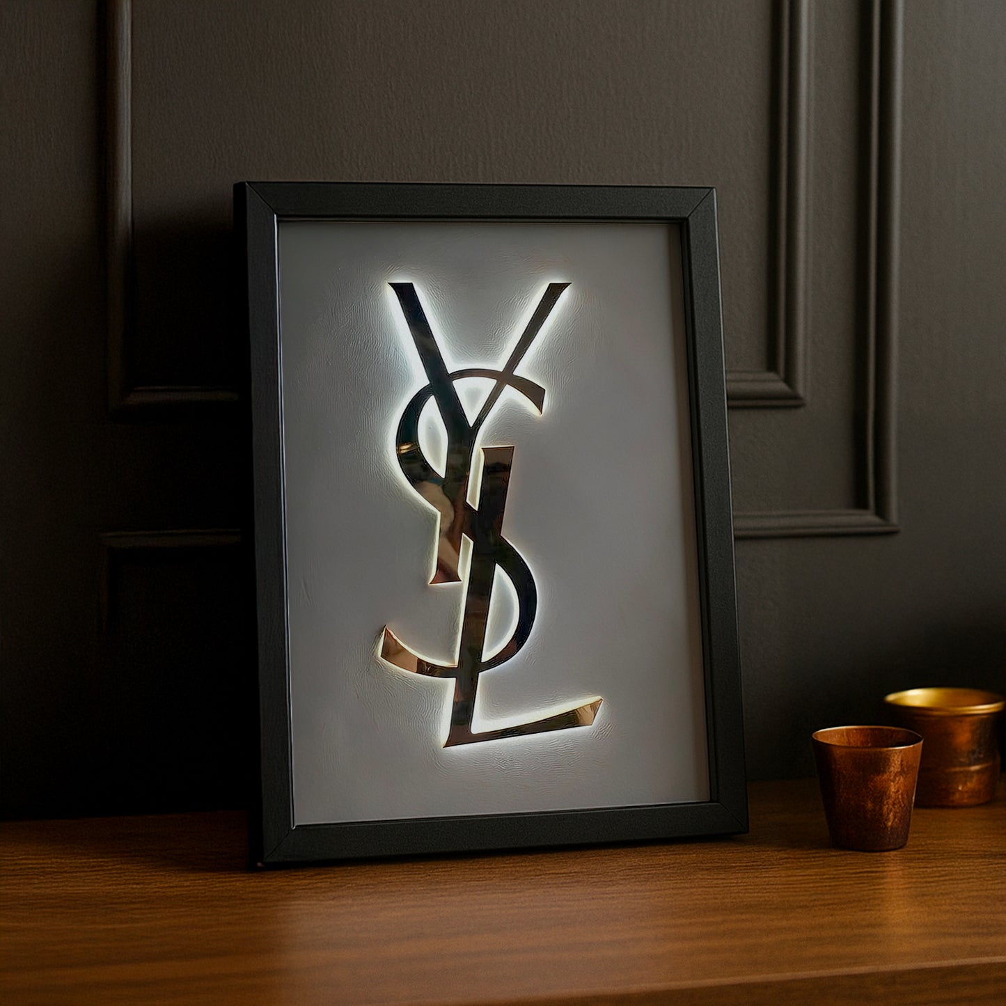 Cadre photo Yves Saint Laurent - Logo Argentée