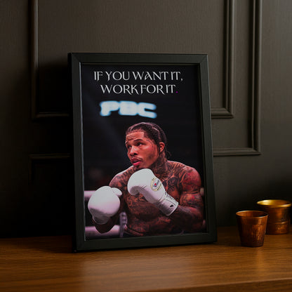 Cadre Photo Boxe - Gervonta Davis "If You Want It, Work For It"