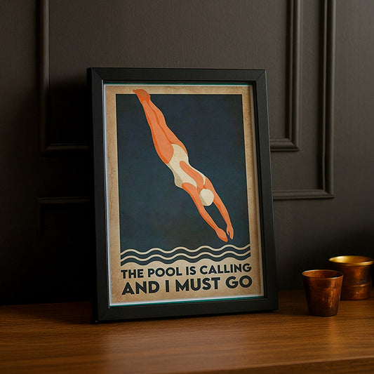 Cadre Photo Natation - The Pool Is Calling