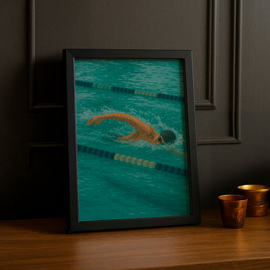 Cadre Photo Natation - Illustration d'un nageur