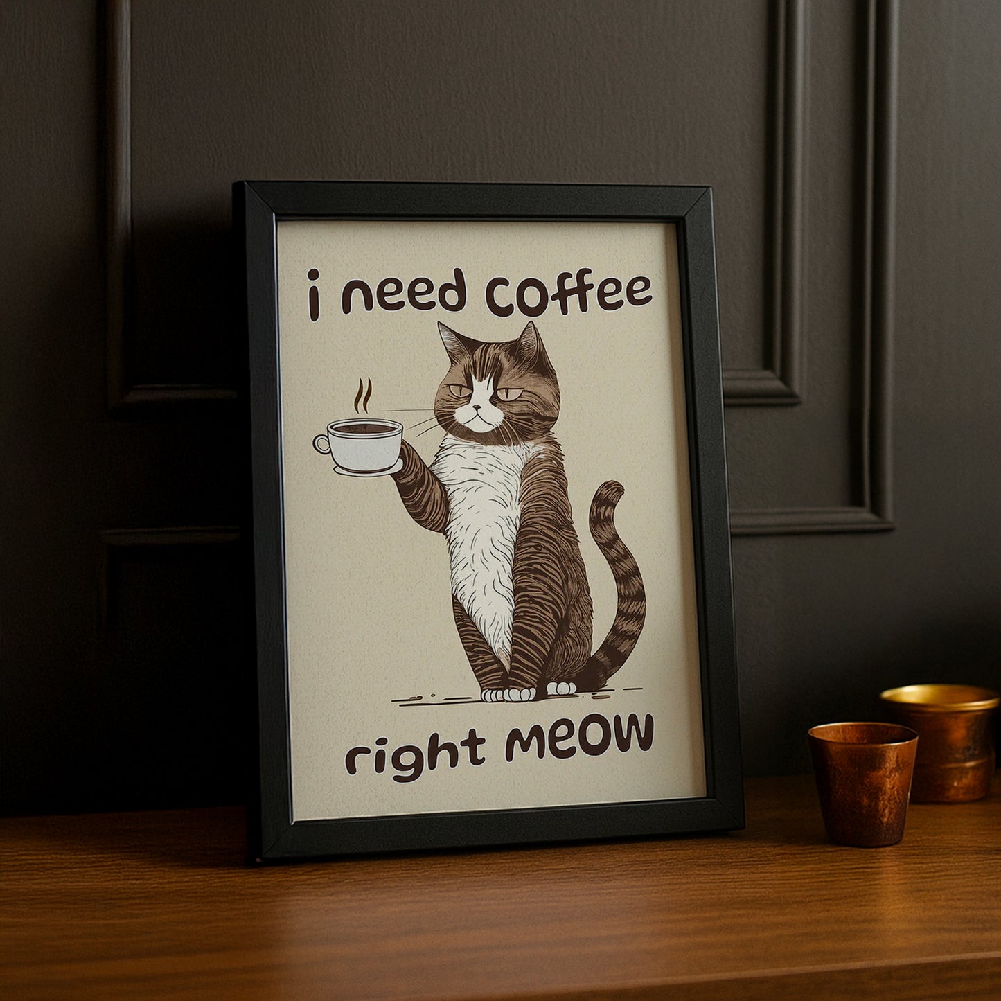Cadre photo Café - I Need Coffee Meow
