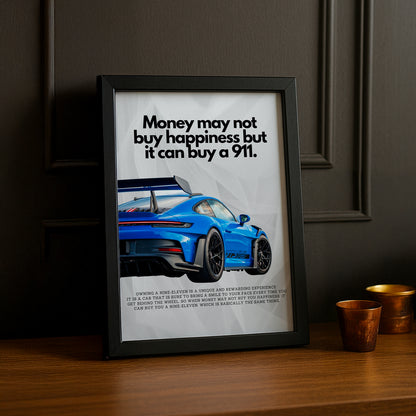 Poster encadré Porsche GT3 RS blue