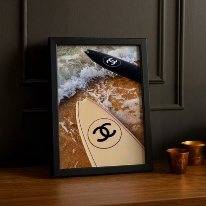 Cadre photo Chanel - Planche de surf beige & noir