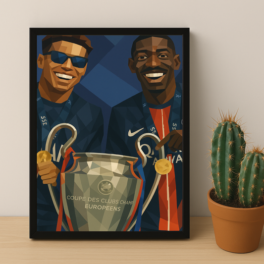 Cadre photo PSG illustration Dembélé x Hakimi