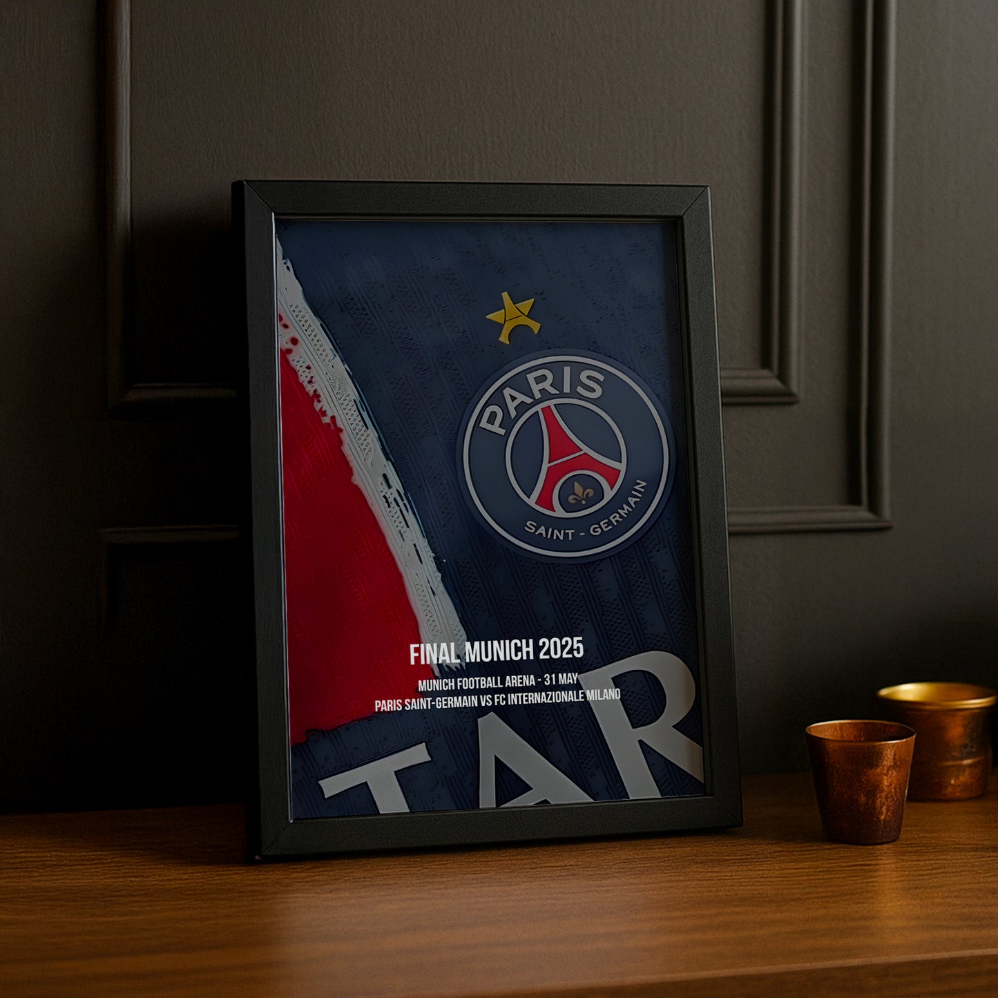 Cadre photo Maillot étoilée finale PSG - Inter Milan