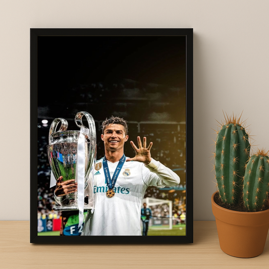 Cadre Photo Cristiano Ronaldo CR7 Real Madrid La Manita – Affiche HD Encadrée Papier Premium