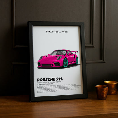 Cadre photo Porsche 911 GT3 RS Rose Fuchsia