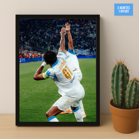 Poster encadrée Olympique de Marseille - Célébration Aubameyang