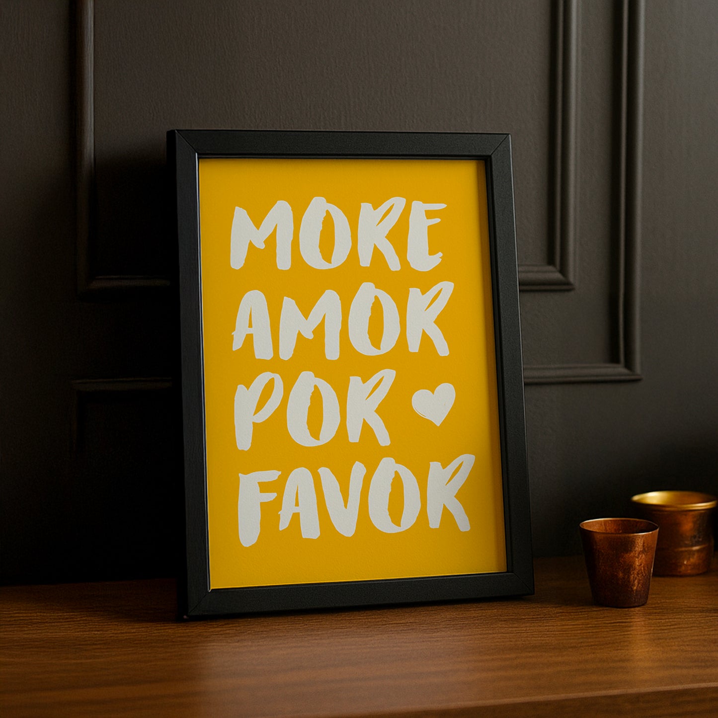 Cadre photo Citation - More Amor Por Favor Yellow