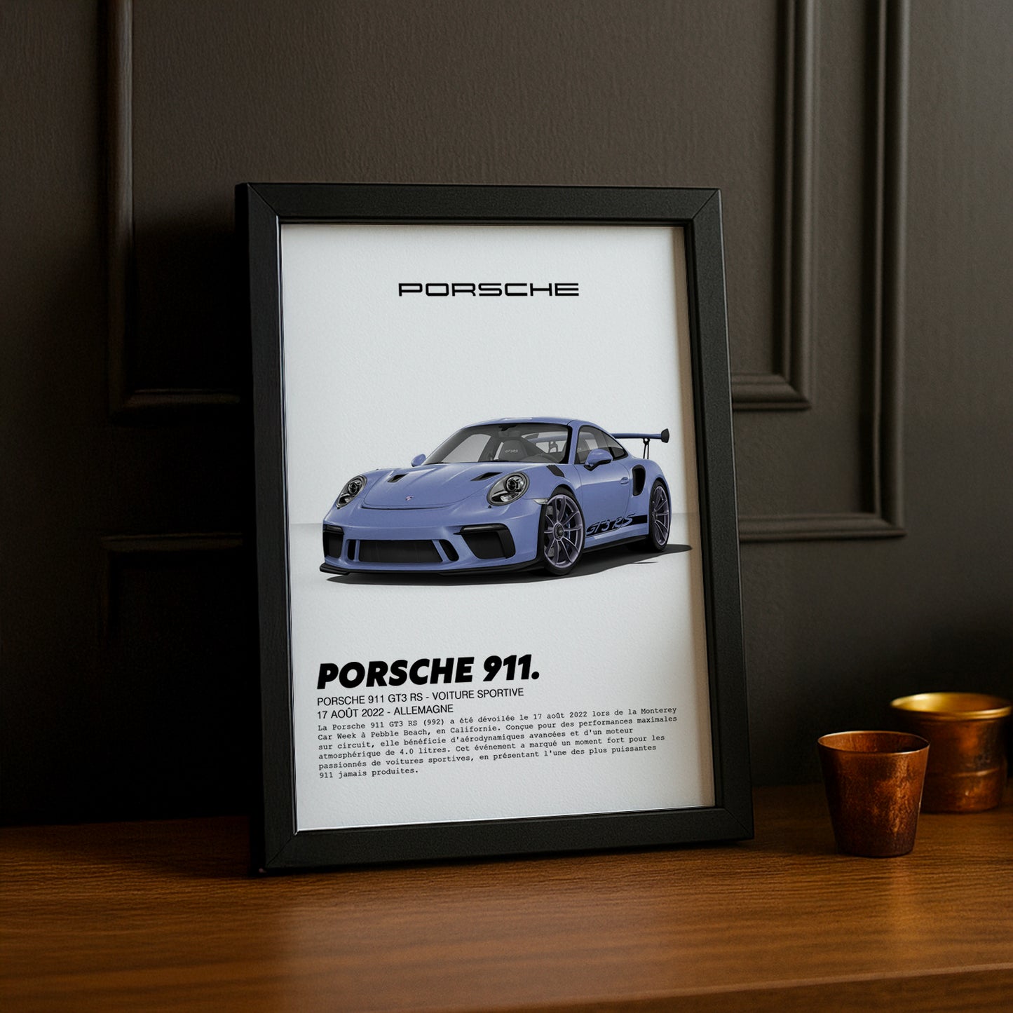 Cadre photo Porsche 911 GT3 RS Lila