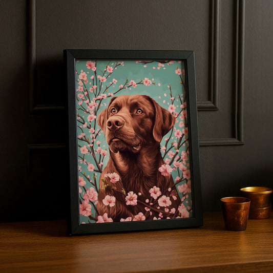 Cadre Photo Chien - Arbre rose