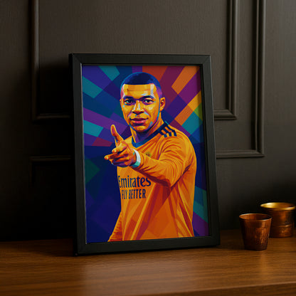 Cadre Photo Kylian Mbappé Real Madrid – Affiche HD Encadrée Papier Premium