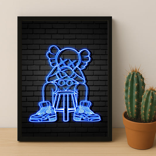 Cadre photo Kaws - Led Bleu