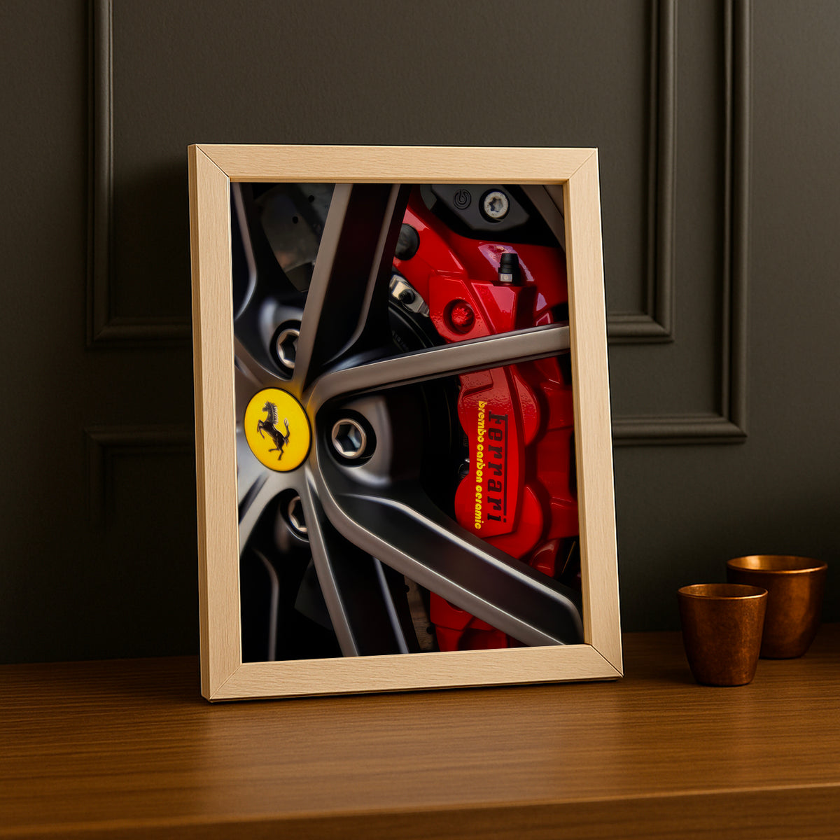 Cadre Étrier de Frein Ferrari Rouge – Affiche Déco Automobile TonCadre