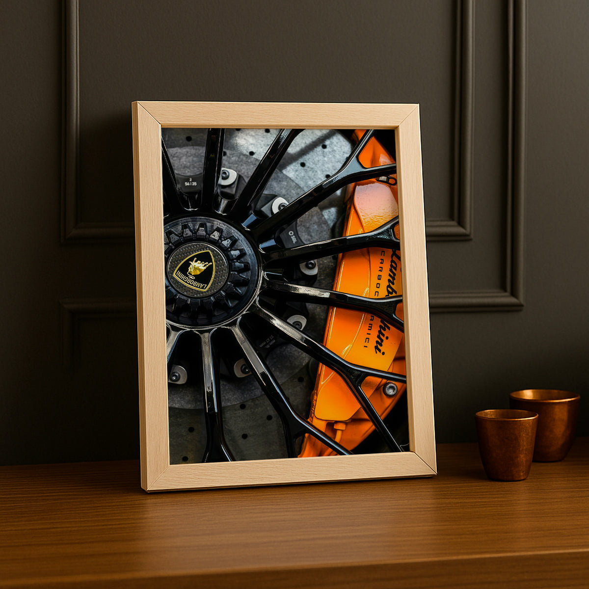 Cadre Étrier de Frein Lamborghini Orange – Affiche Déco Automobile TonCadre