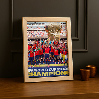 Cadre Photo Espagne Championne du Monde 2026 – Célébration Trophée TonCadre
