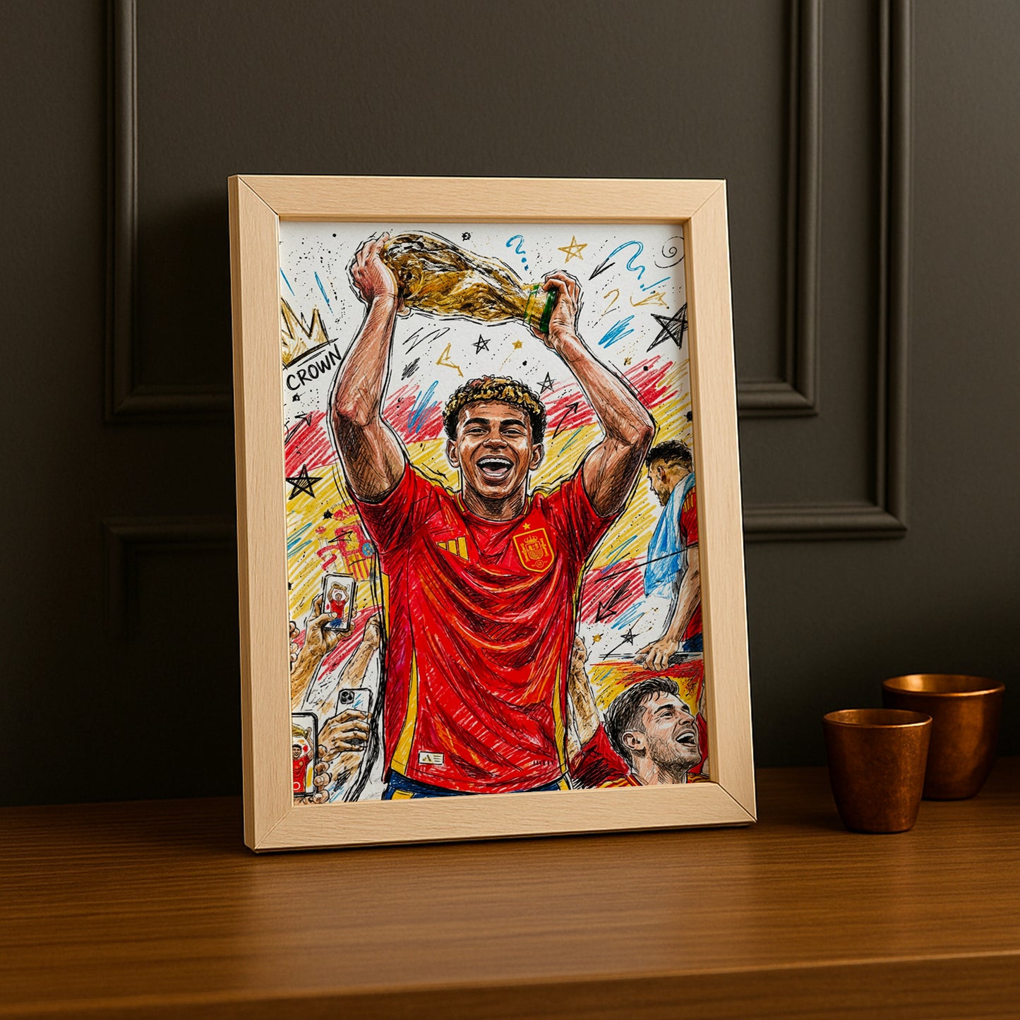 Cadre Photo Lamine Yamal Crown – Dessin Croquis Coupe du Monde TonCadre
