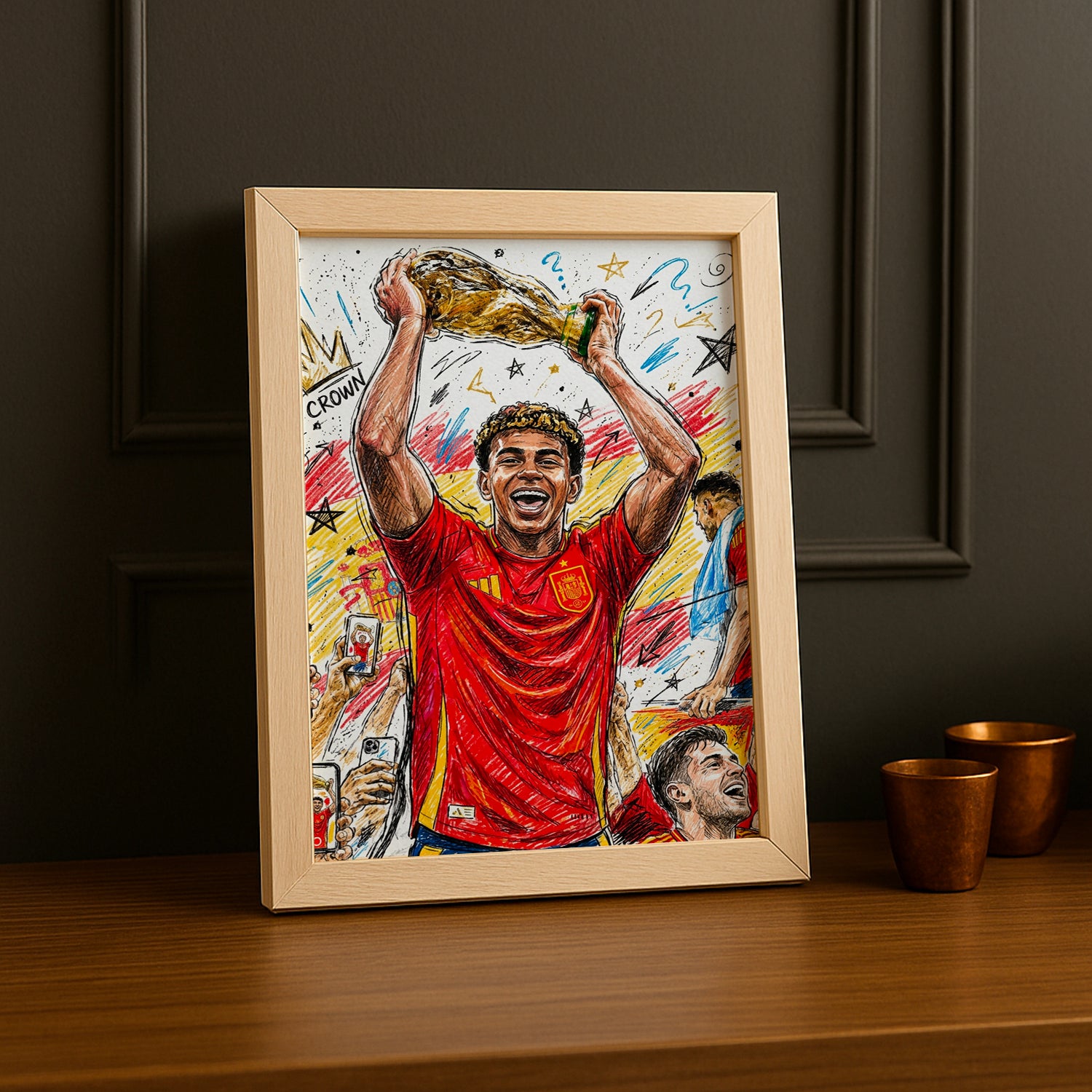 Cadre Photo Lamine Yamal Crown – Dessin Croquis Coupe du Monde TonCadre
