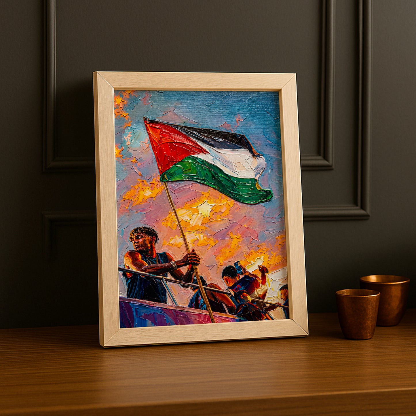 Cadre Photo Lamine Yamal Drapeau Palestine – Tableau Style Peinture TonCadre