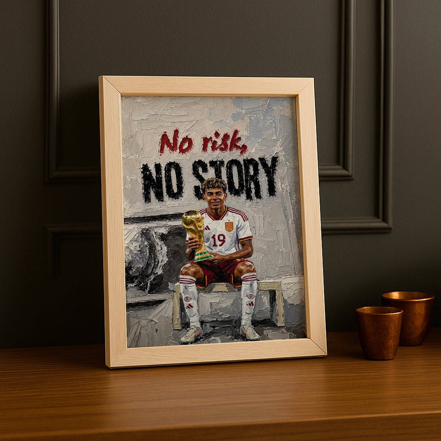 Cadre Photo Lamine Yamal – "No Risk, No Story" Espagne Champion Coupe du Monde 2026 TonCadre