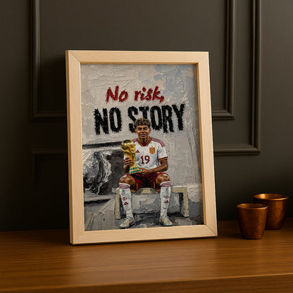 Cadre Photo Lamine Yamal – "No Risk, No Story" Espagne Champion Coupe du Monde 2026 TonCadre
