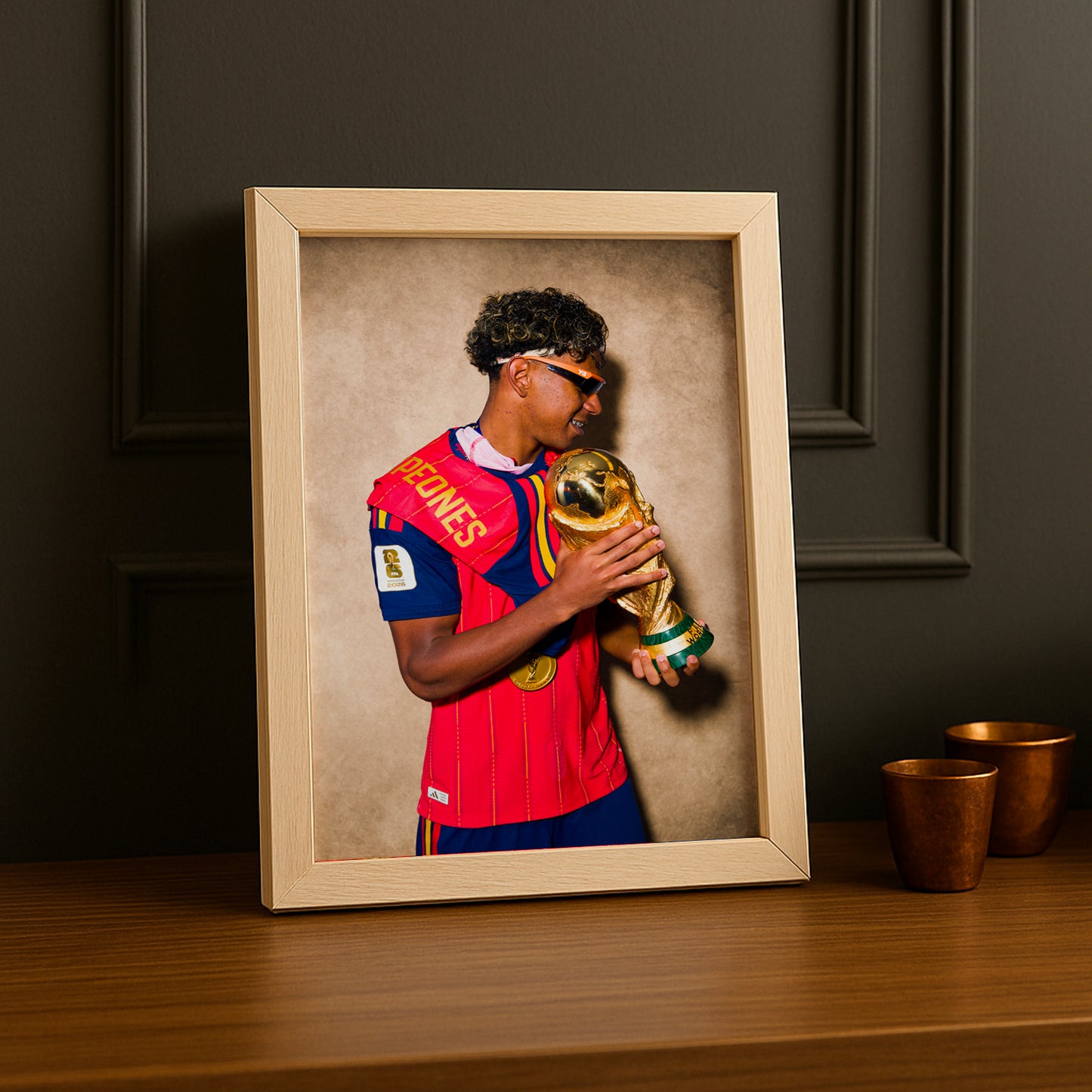 Cadre Photo Lamine Yamal Regarde le Trophée – Profil Champion TonCadre