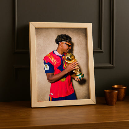 Cadre Photo Lamine Yamal Regarde le Trophée – Profil Champion TonCadre