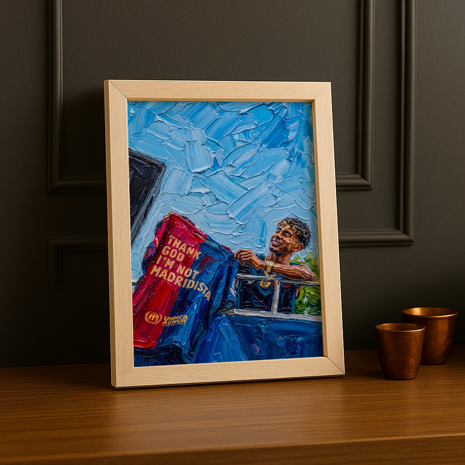 Cadre Photo Lamine Yamal – "Thank God I'm Not Madridista" | Art Peinture à l'Huile TonCadre