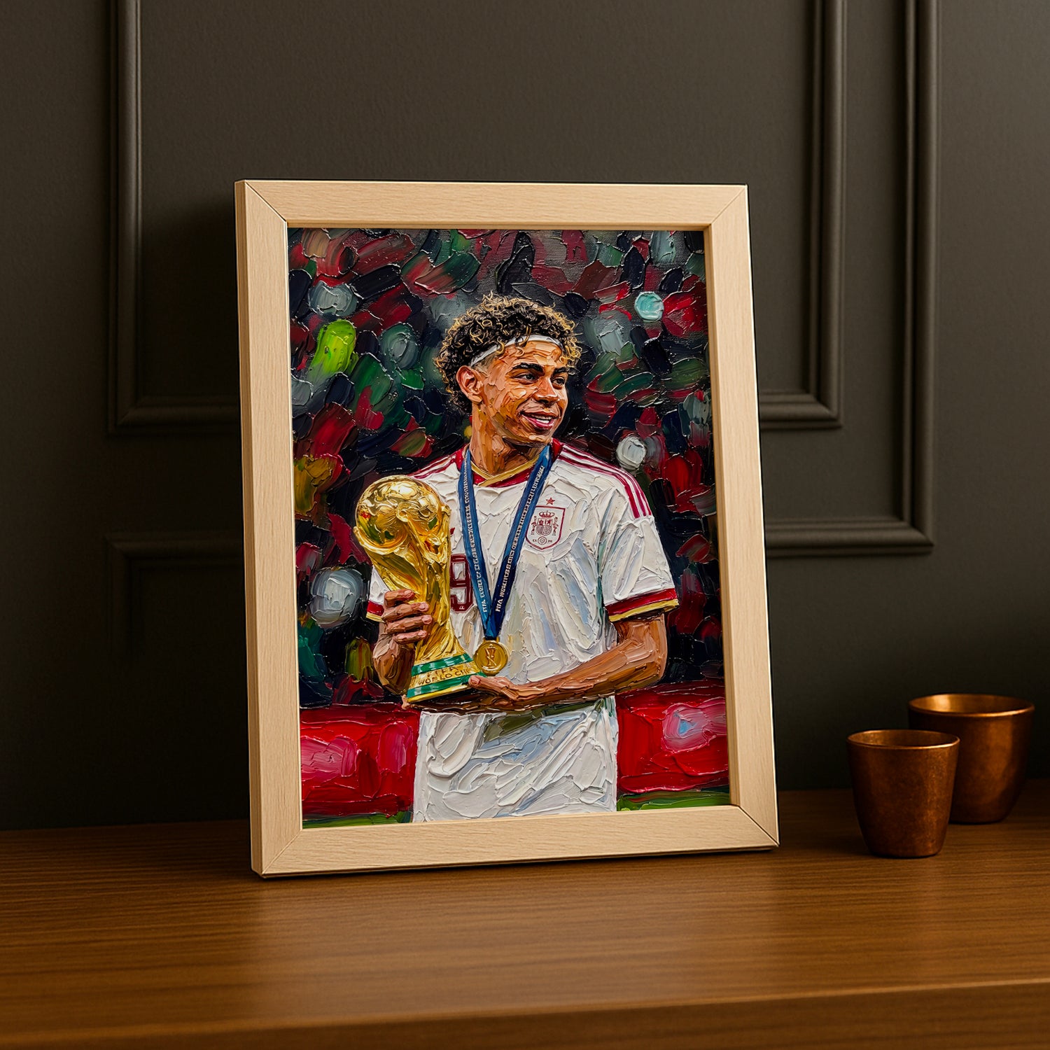 Cadre Photo Lamine Yamal Trophée Coupe du Monde – Tableau Peinture TonCadre